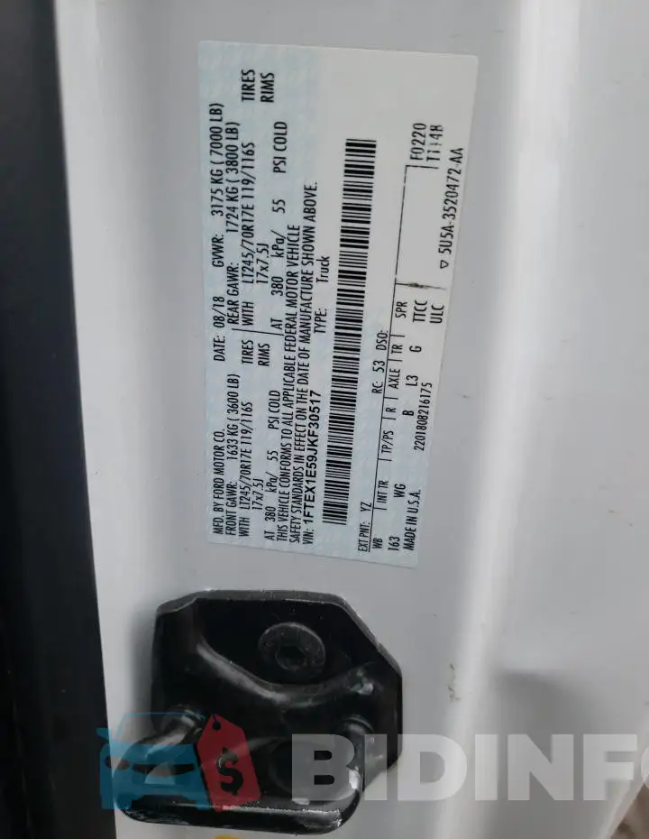 1FTEX1E59JKF30517 Photo# 12