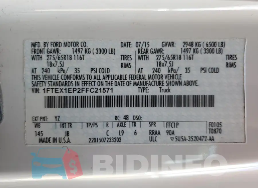 1FTEX1EP2FFC21571 Photo# 13