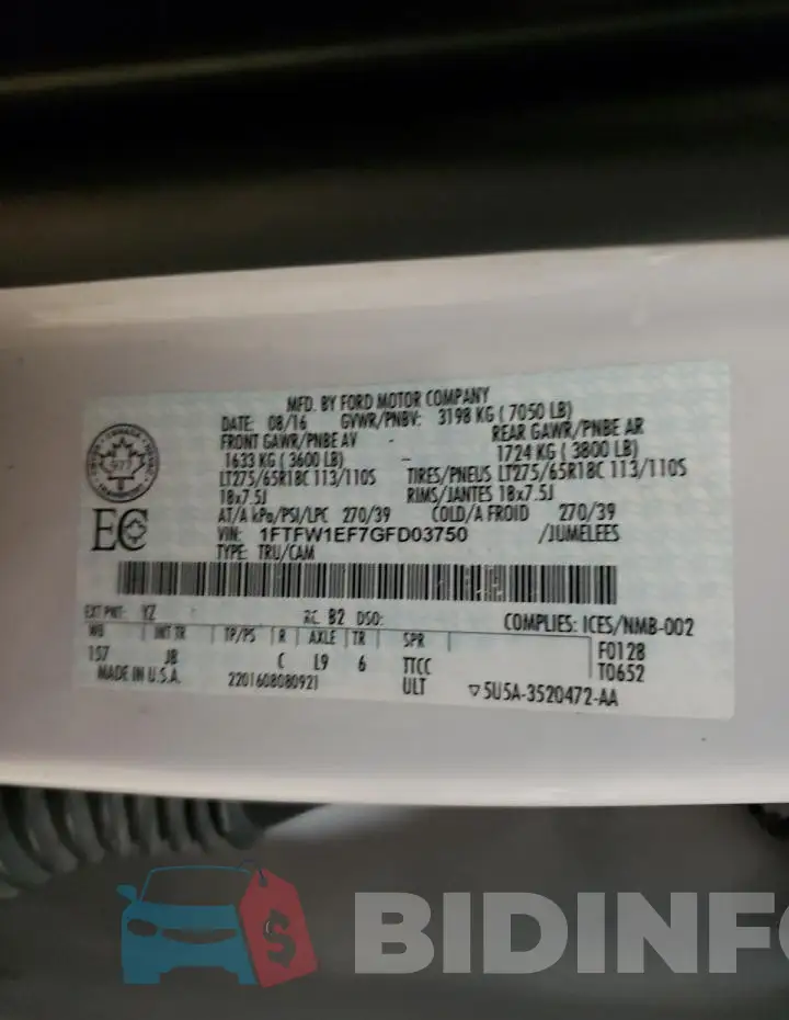 1FTFW1EF7GFD03750 Photo# 12