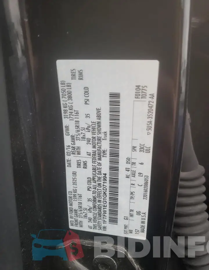 1FTFW1EG1GKD71994 Photo# 13