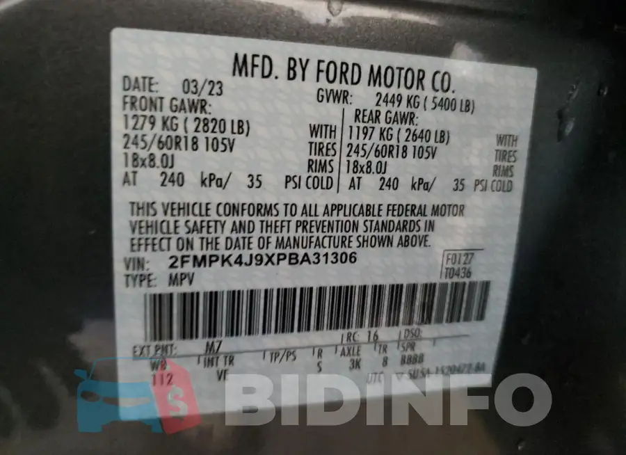 2FMPK4J9XPBA31306 Photo# 13