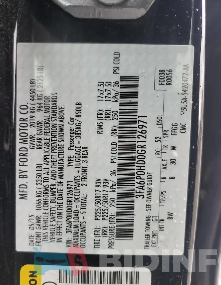 3FA6P0HD0GR126971 Photo# 12