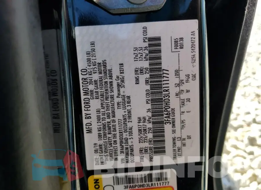 3FA6P0HD3LR111777 Photo# 12
