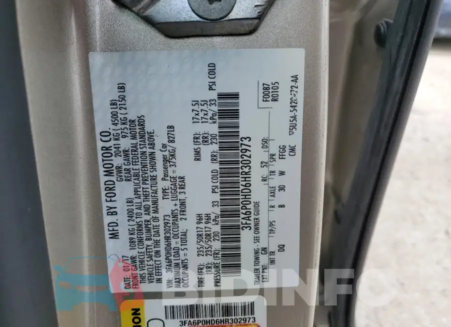 3FA6P0HD6HR302973 Photo# 12