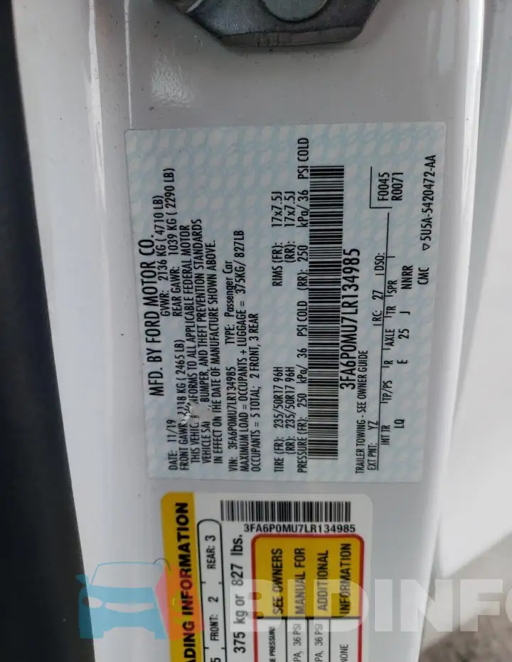 3FA6P0MU7LR134985 Photo# 12