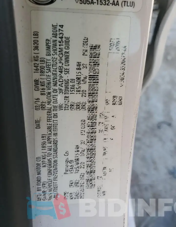 3FADP4BJ9GM154374 Photo# 12