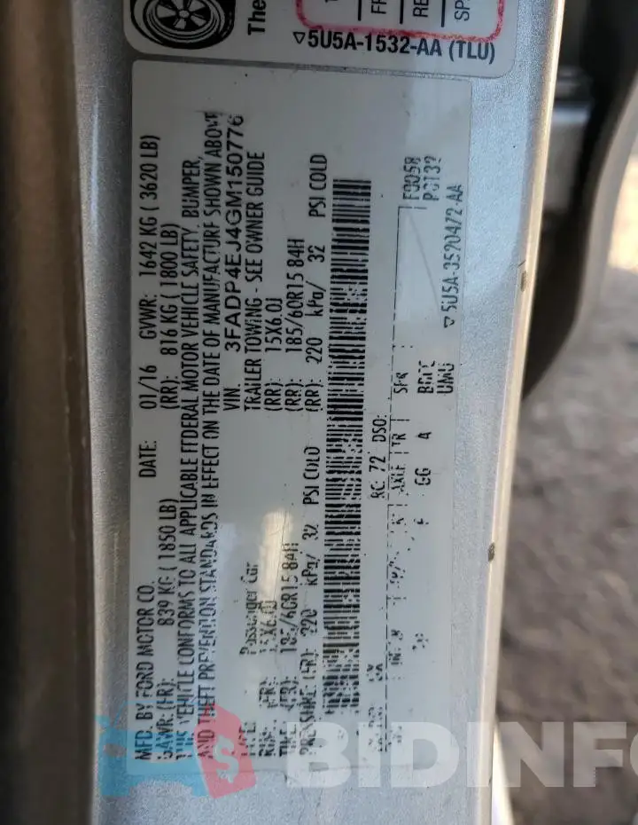 3FADP4EJ4GM150776 Photo# 12