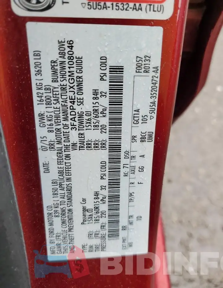 3FADP4EJXGM108046 Photo# 12