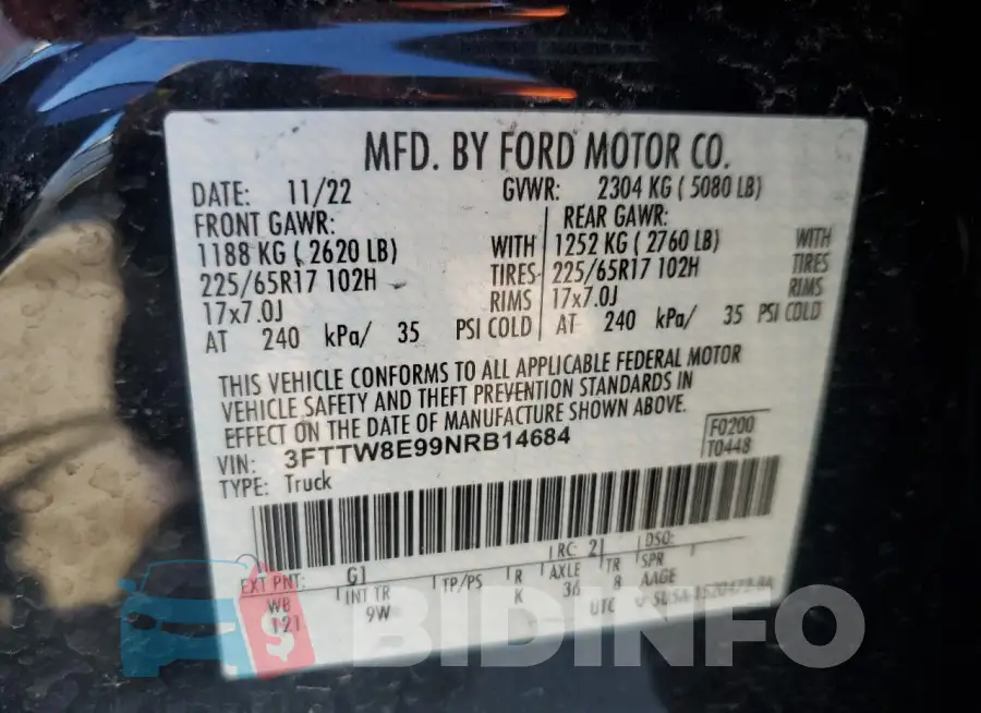3FTTW8E99NRB14684 Photo# 12
