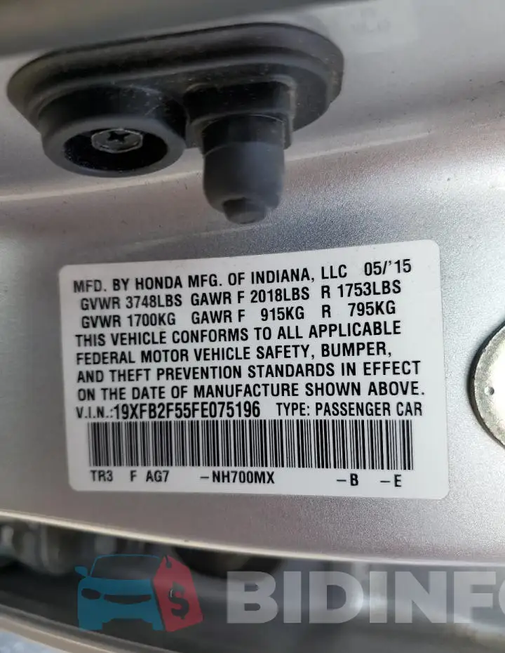 19XFB2F55FE075196 Photo# 13