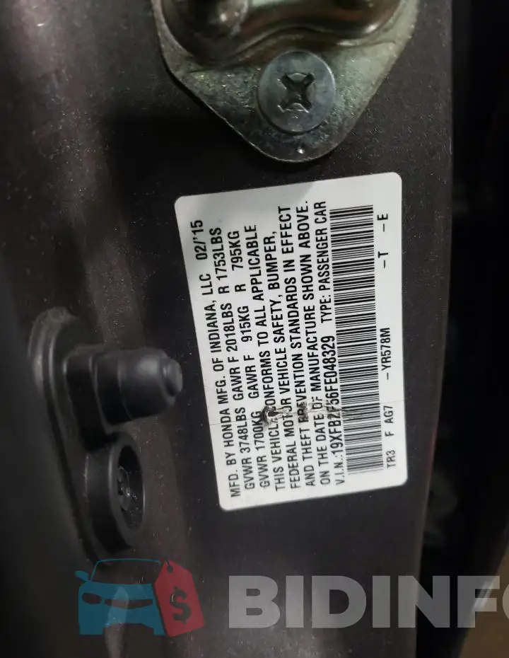 19XFB2F56FE048329 Photo# 12