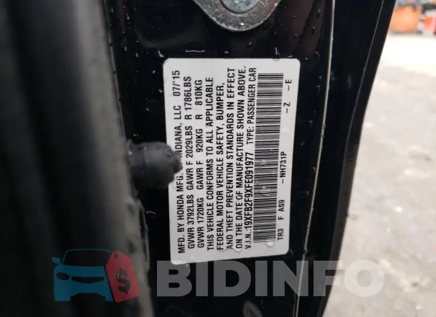 19XFB2F9XFE091977 Photo# 13