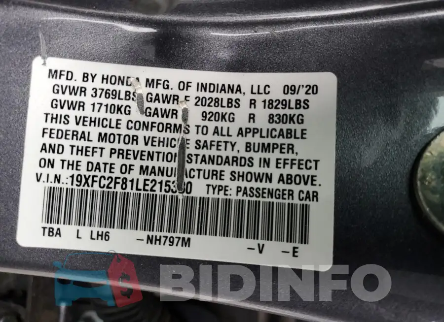 19XFC2F81LE215330 Photo# 12