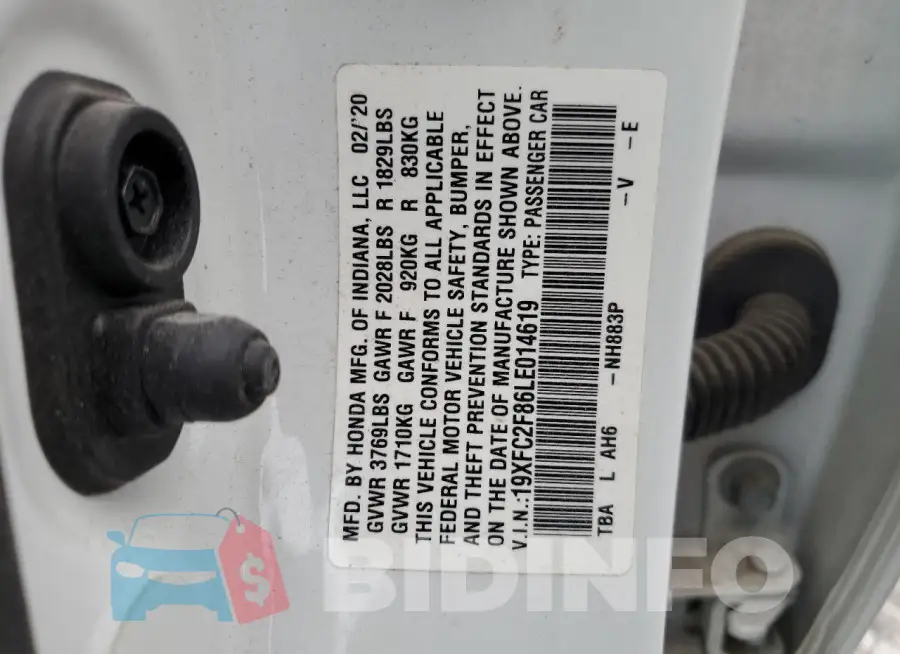 19XFC2F86LE014619 Photo# 12