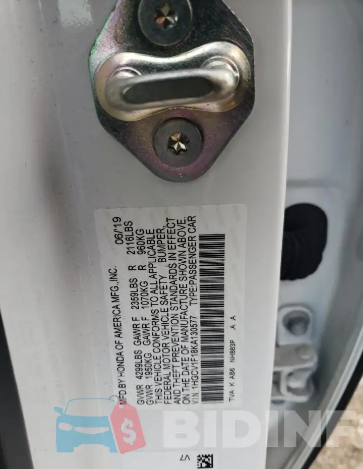 1HGCV1F18KA130577 Photo# 12
