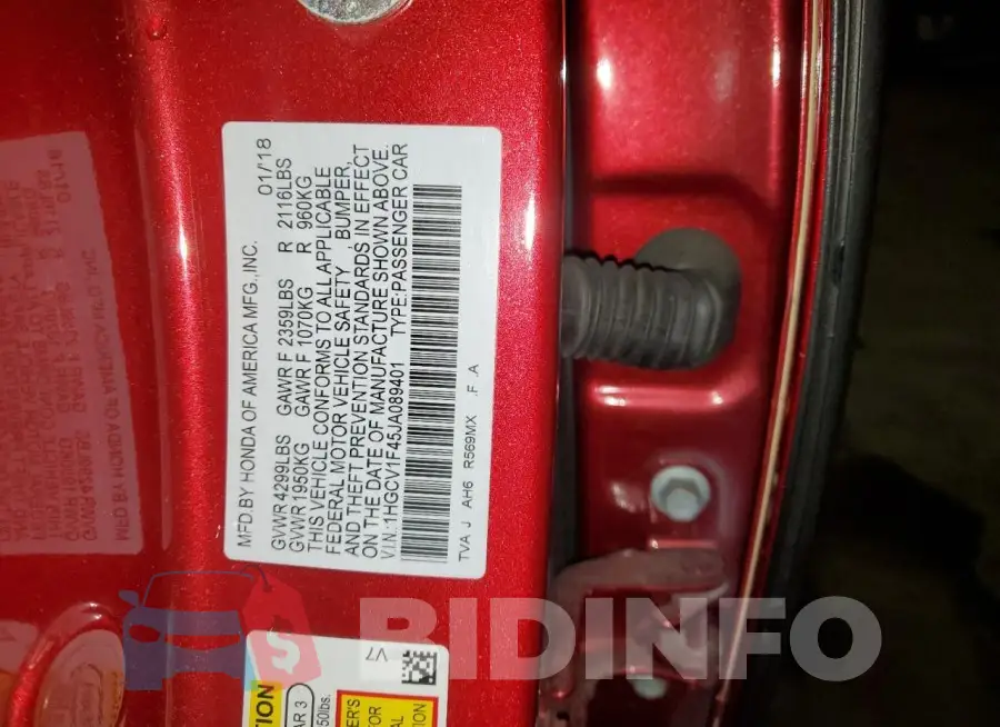 1HGCV1F45JA089401 Photo# 13