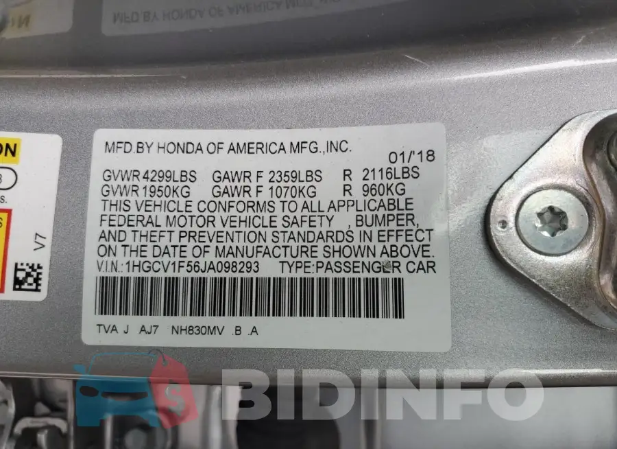 1HGCV1F56JA098293 Photo# 12