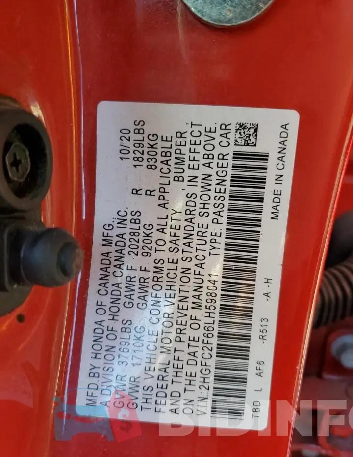 2HGFC2F66LH598041 Photo# 12