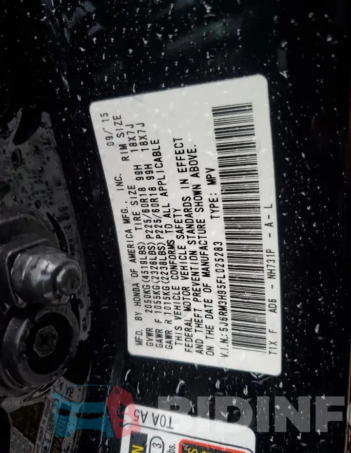 5J6RM3H95FL025283 Photo# 13