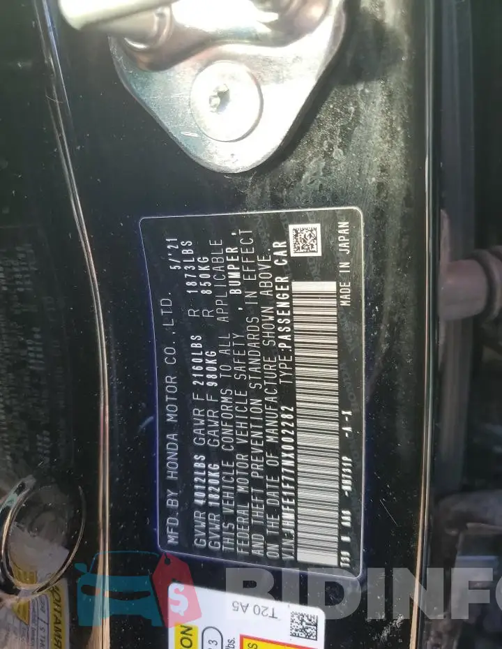 JHMFE1F77NX002282 Photo# 12