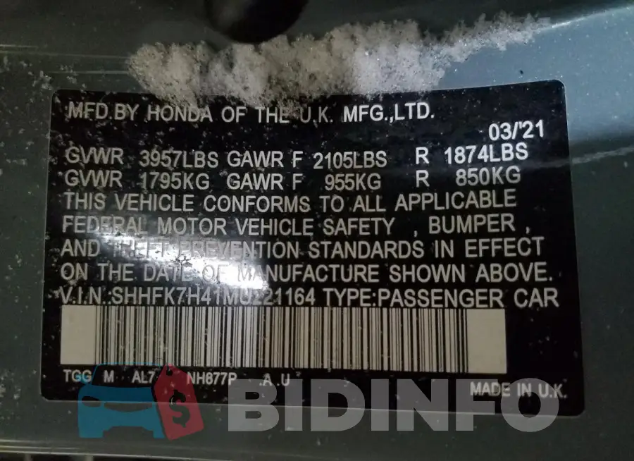 SHHFK7H41MU221164 Photo# 12
