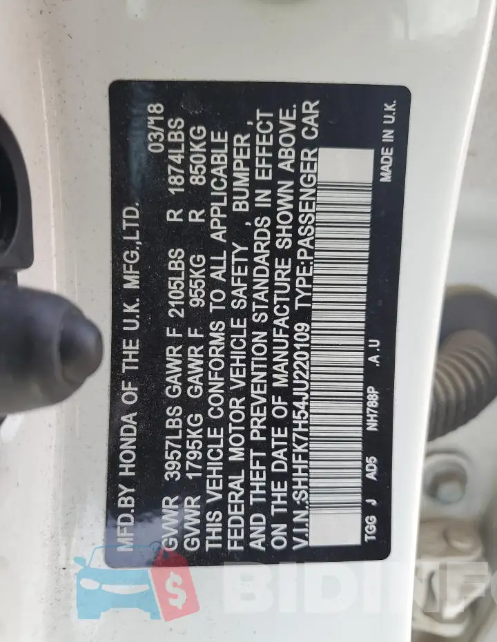 SHHFK7H54JU220109 Photo# 12