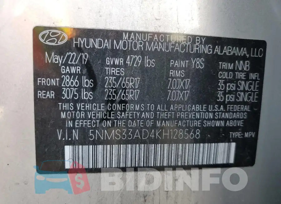 5NMS33AD4KH128568 Photo# 12