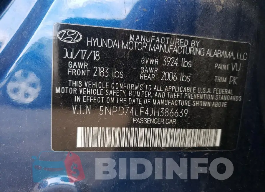 5NPD74LF4JH386639 Photo# 12