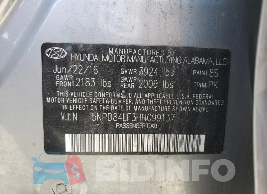 5NPD84LF3HH099137 Photo# 12