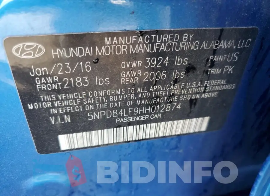 5NPD84LF9HH012874 Photo# 12