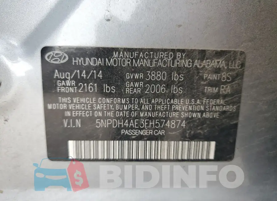 5NPDH4AE3FH574874 Photo# 12