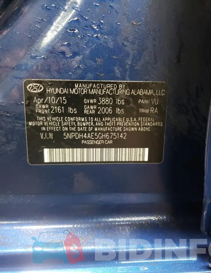 5NPDH4AE5GH675142 Photo# 12