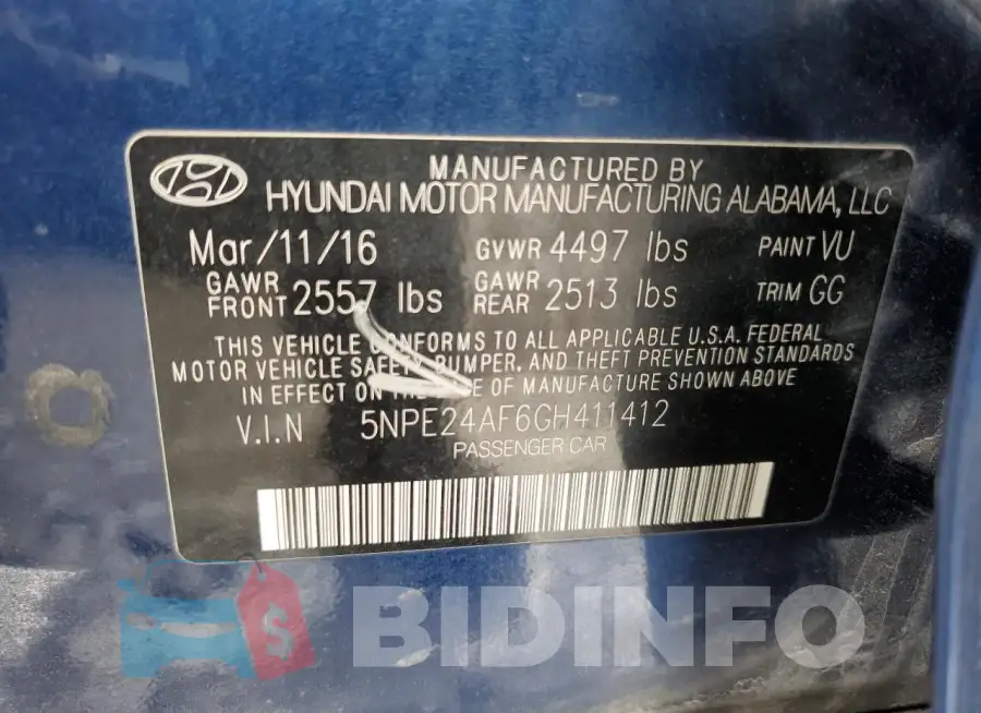 5NPE24AF6GH411412 Photo# 12
