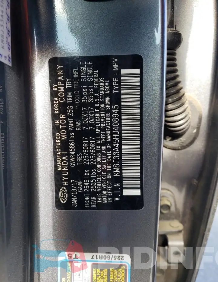 KM8J33A45HU408945 Photo# 12