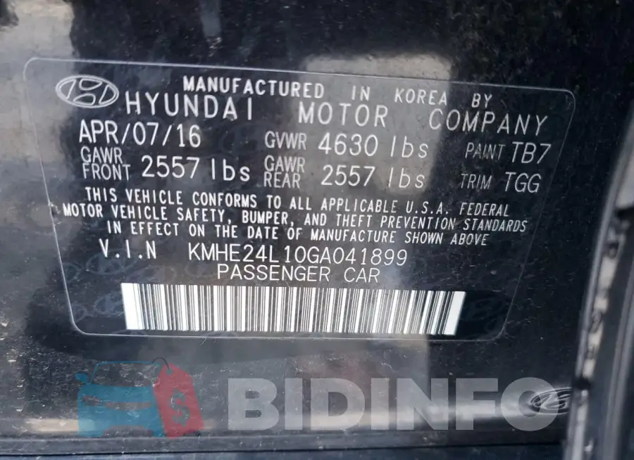 KMHE24L10GA041899 Photo# 12