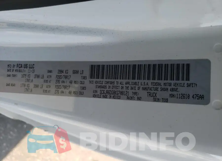 3C6JR6DG8KG708121 Photo# 12