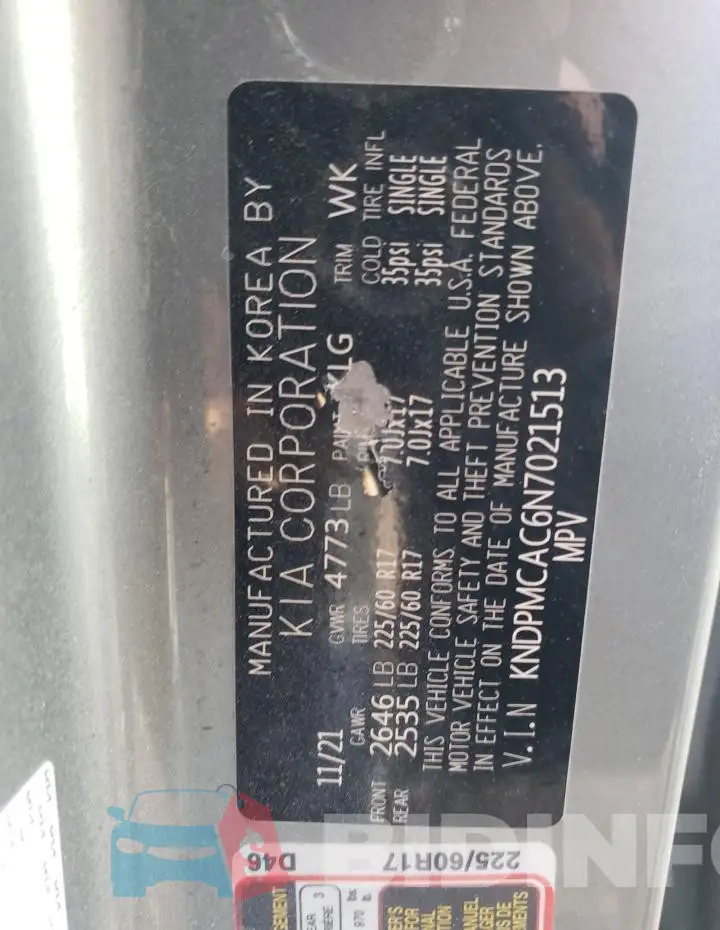 KNDPMCAC6N7021513 Photo# 14