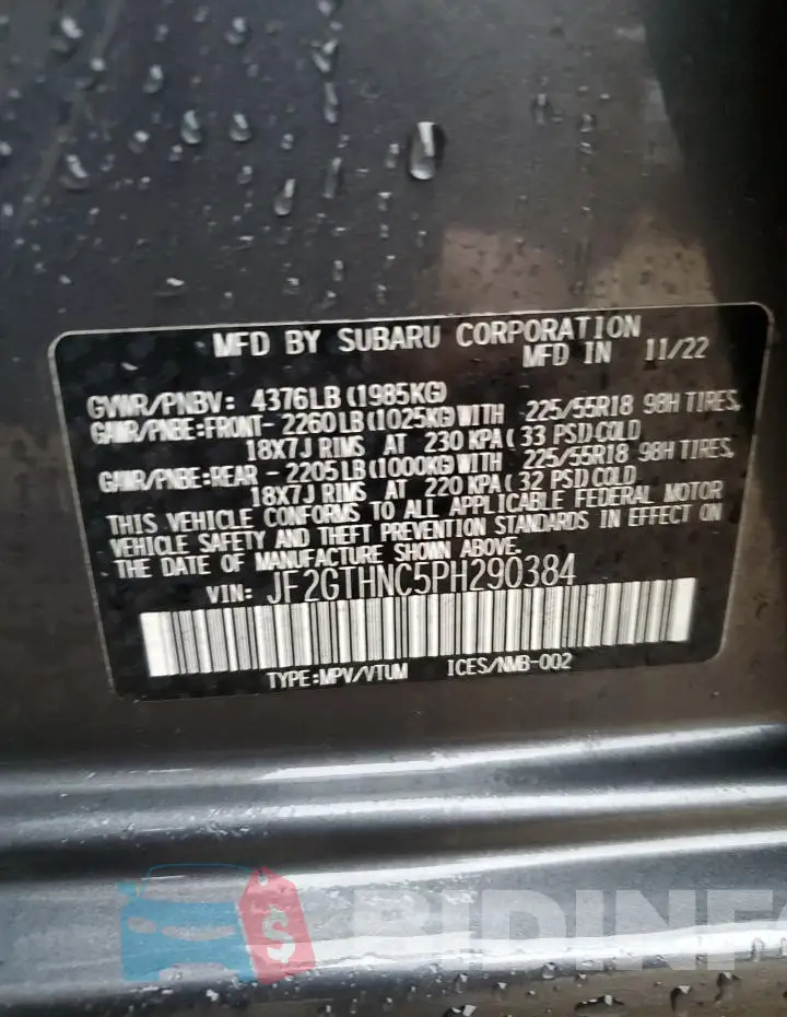 JF2GTHNC5PH290384 Photo# 14