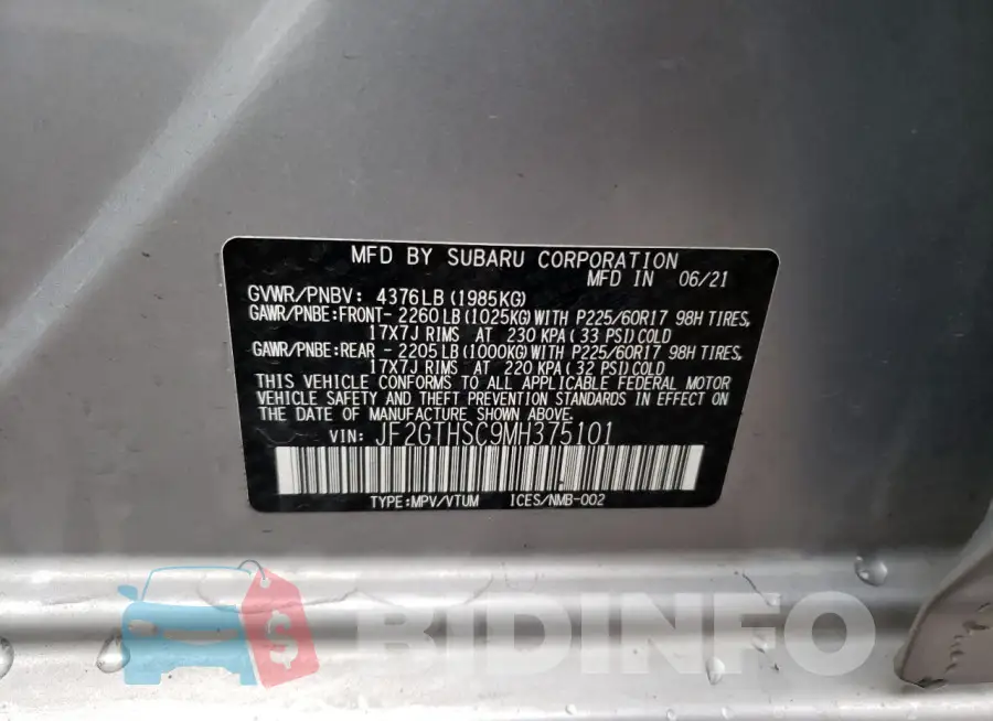 JF2GTHSC9MH375101 Photo# 13