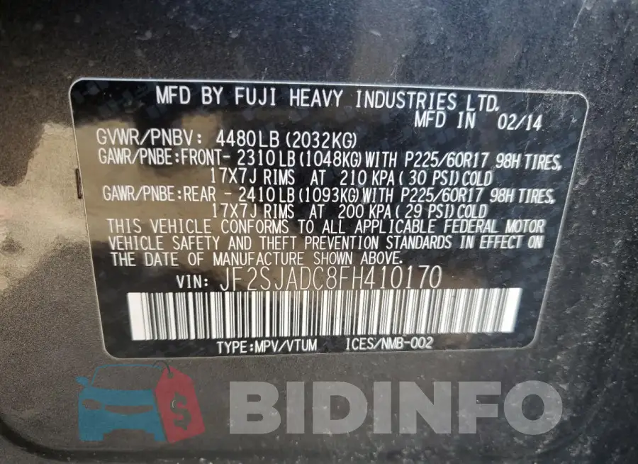 JF2SJADC8FH410170 Photo# 12