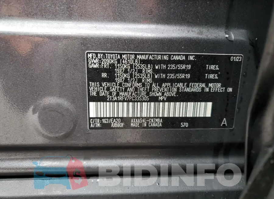 2T3A1RFV7PC335305 Photo# 12