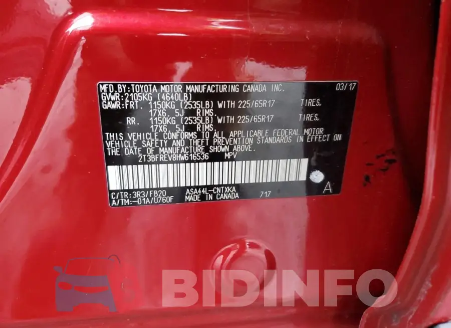 2T3BFREV8HW616536 Photo# 12