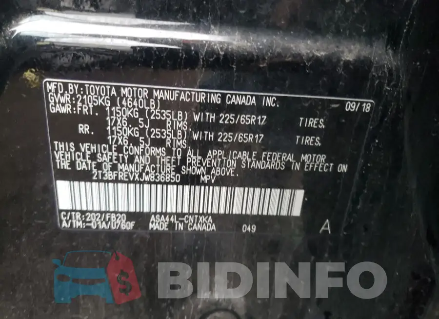 2T3BFREVXJW836850 Photo# 12