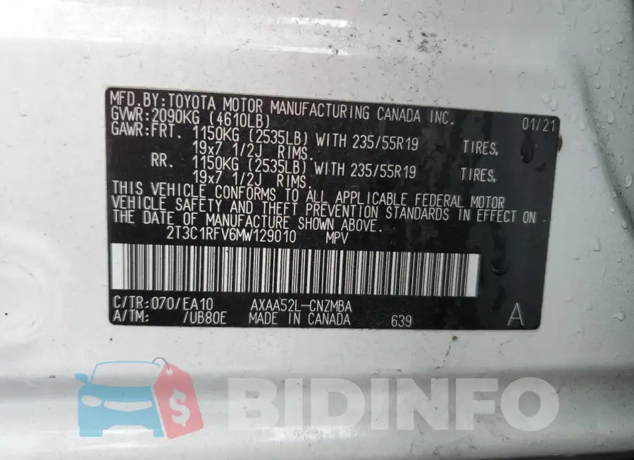 2T3C1RFV6MW129010 Photo# 13