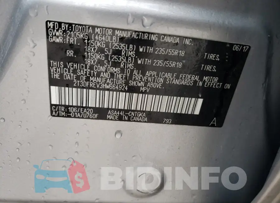 2T3DFREV3HW664924 Photo# 13