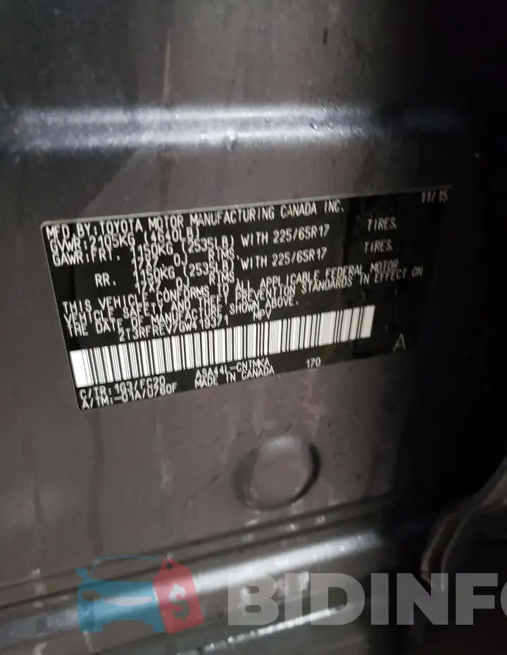 2T3RFREV7GW419371 Photo# 12