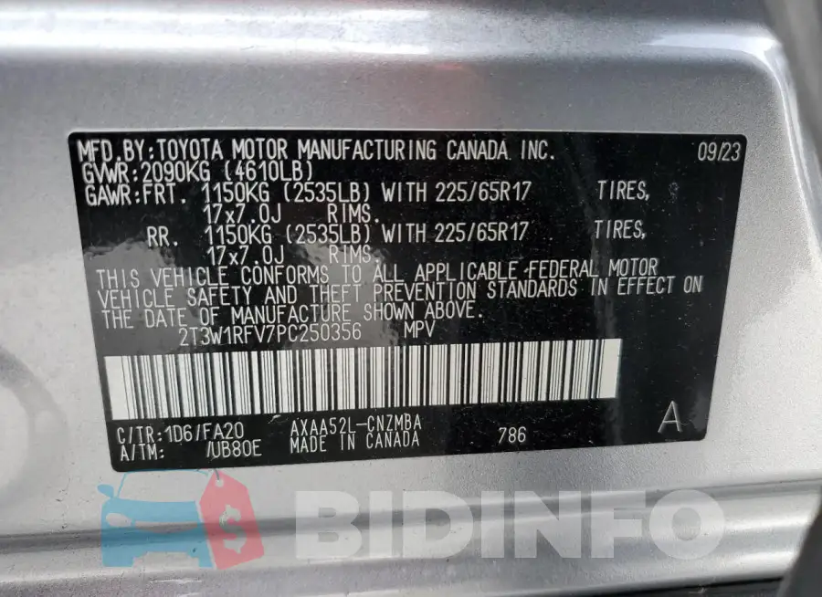 2T3W1RFV7PC250356 Photo# 13
