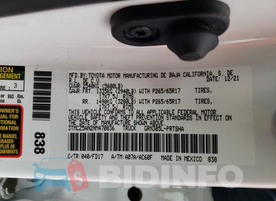 3TMCZ5AN2NM470836 Photo# 12