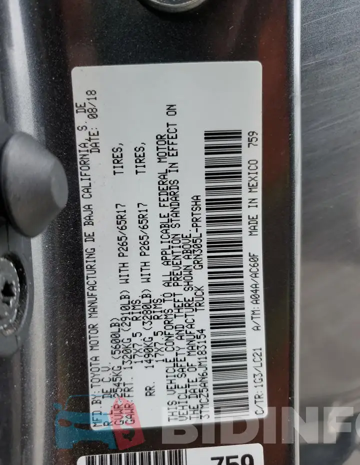 3TMCZ5AN6JM183154 Photo# 12