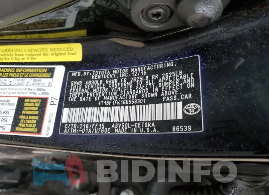 4T1BF1FK1GU558301 Photo# 12